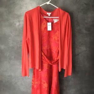 J.Jill NWT coral sweater cardigan orange red